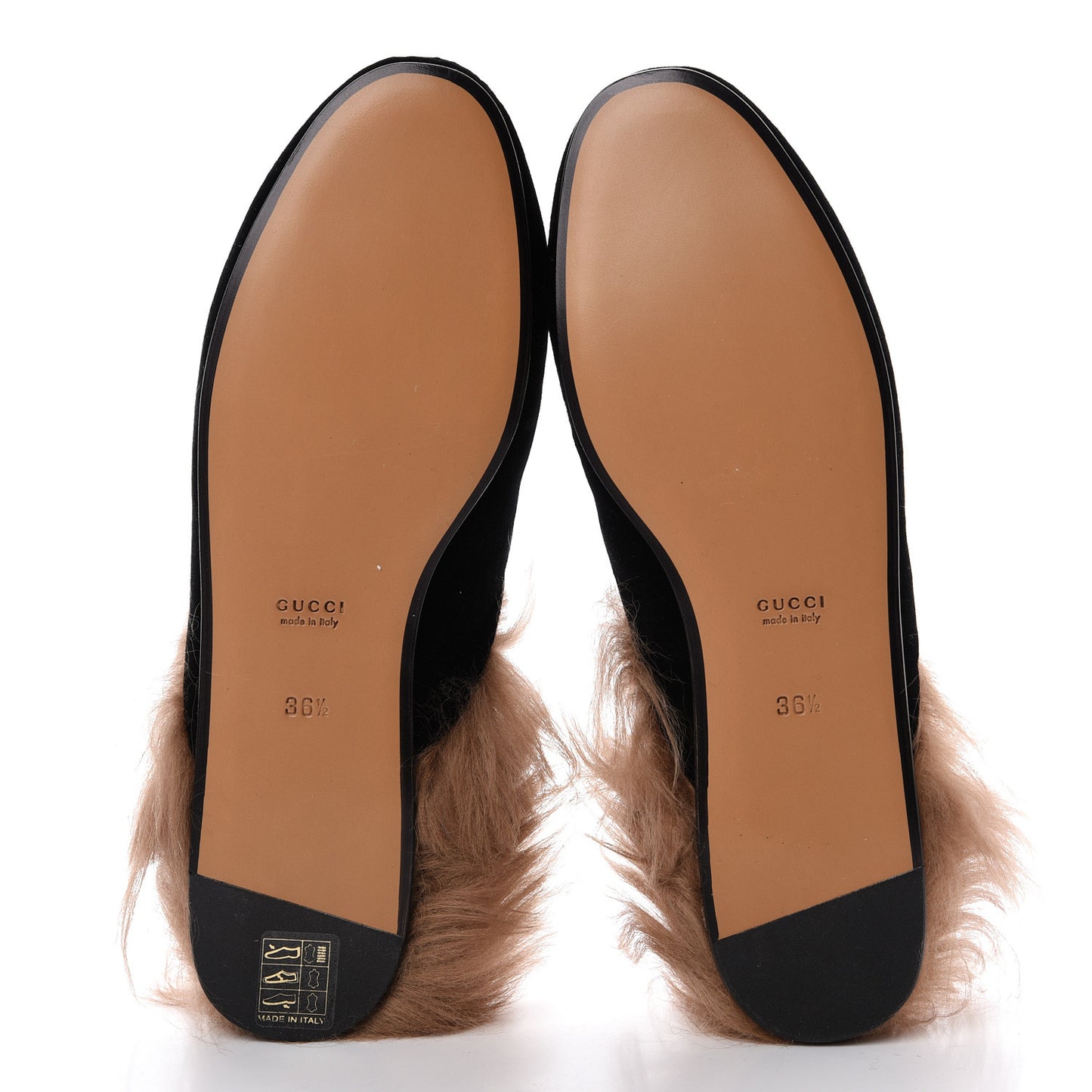 Velvet Fur Womens Princetown Slippers 36.5 Black