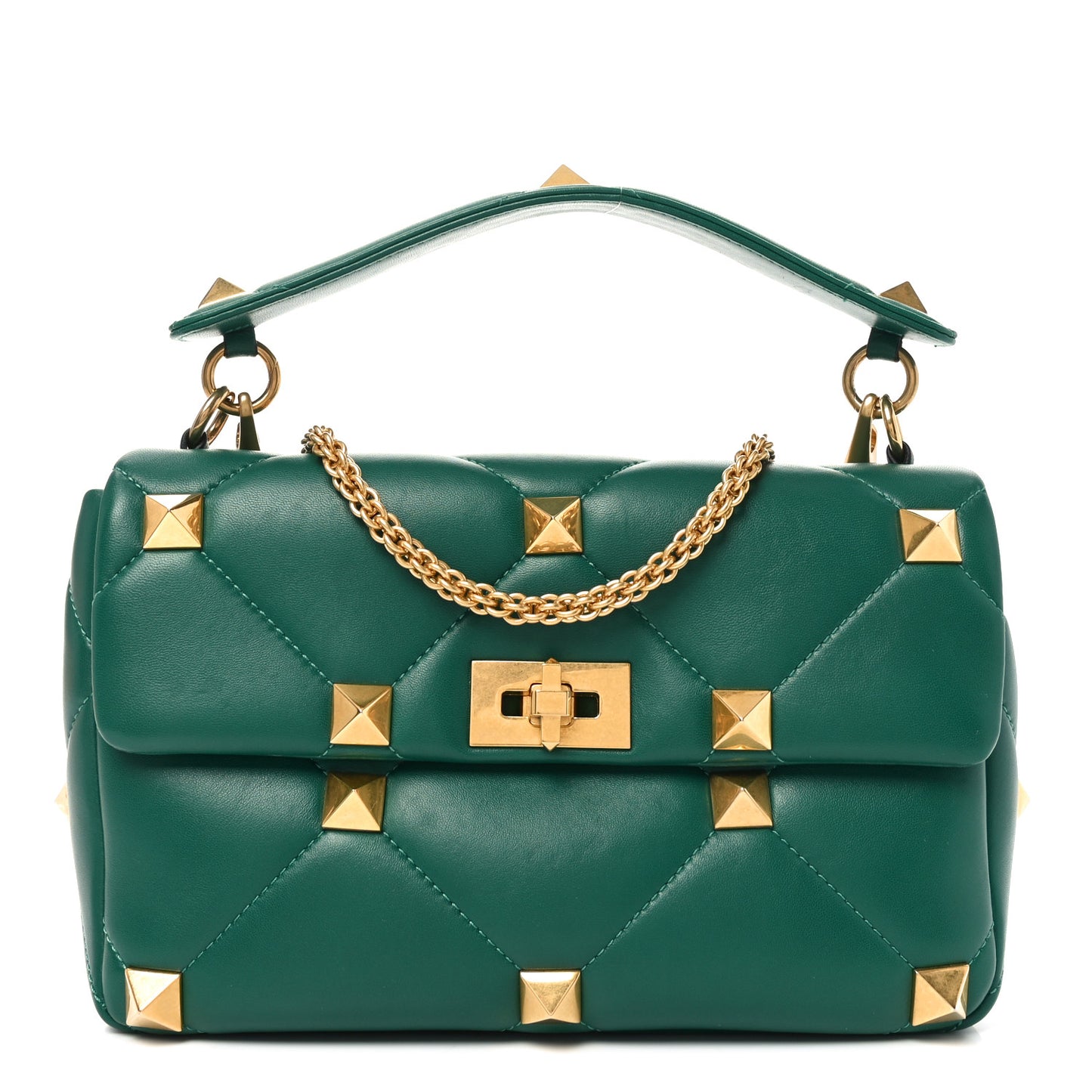 Nappa Large Roman Stud Shoulder Bag Jungle