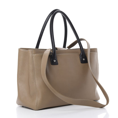 Chanel Calfskin Cerf Executive Shopper Tote Beige Black 2 of 13