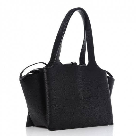 Baby Grained Calfskin Medium Tri-Fold Bag Black