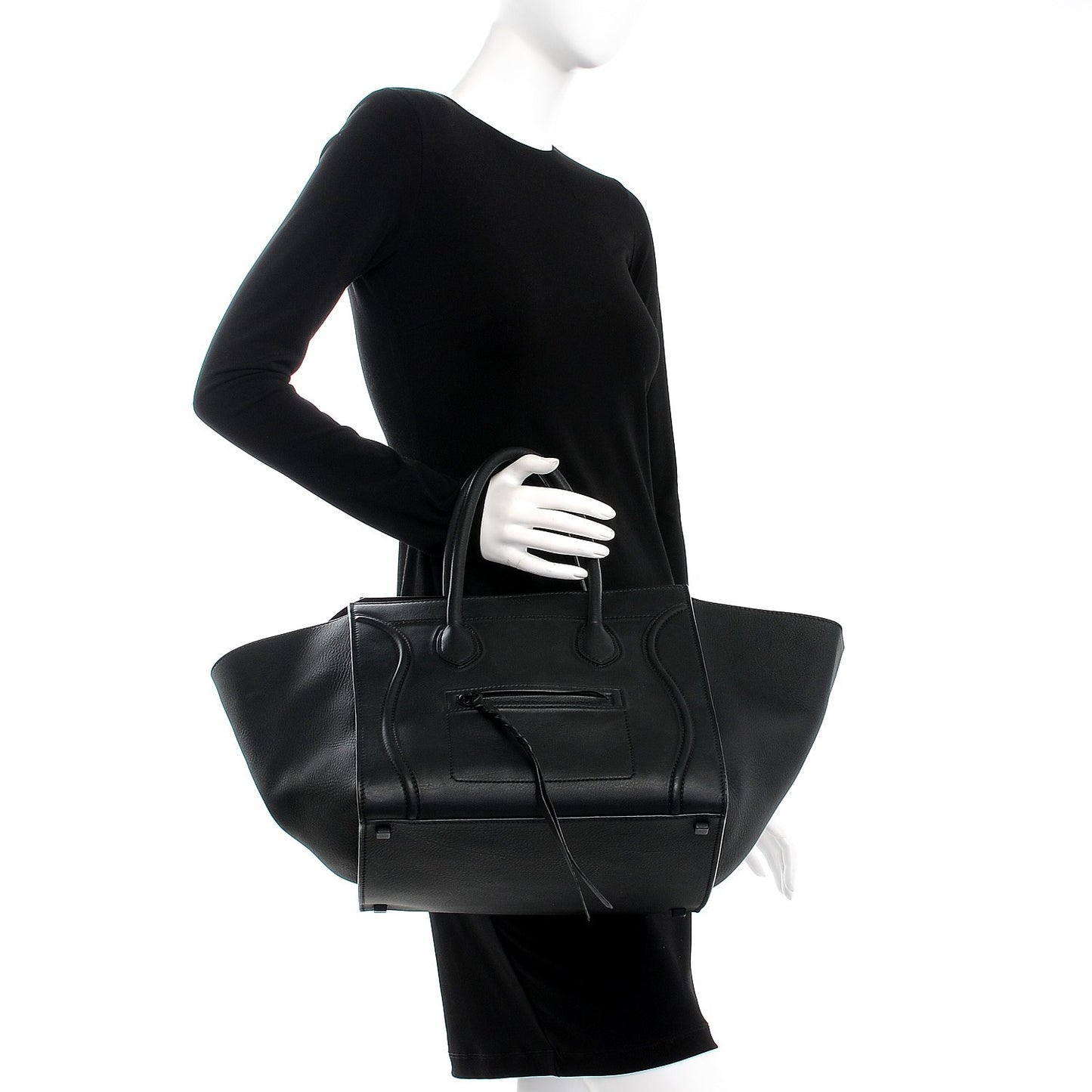 Supple Calfskin Medium Phantom Luggage Black