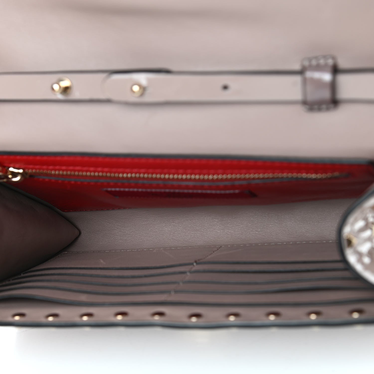 Valentino Garavani Patent Rockstud Spike Wallet on Chain Poudre 4 of 5