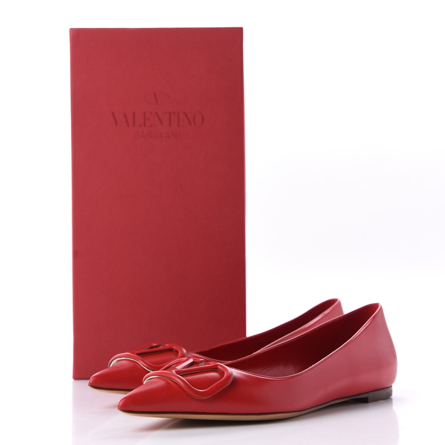 Nappa Vlogo Flats 38.5 Rouge Pur