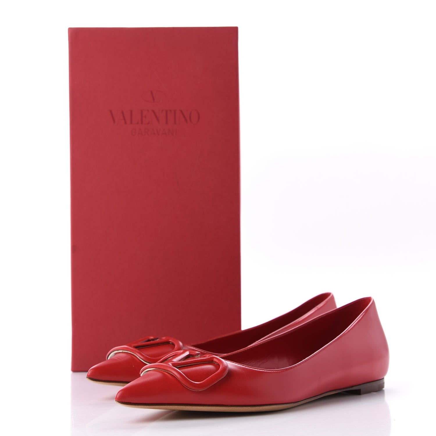 Valentino Garavani Nappa Vlogo Flats 38.5 Rouge Pur 9 of 9
