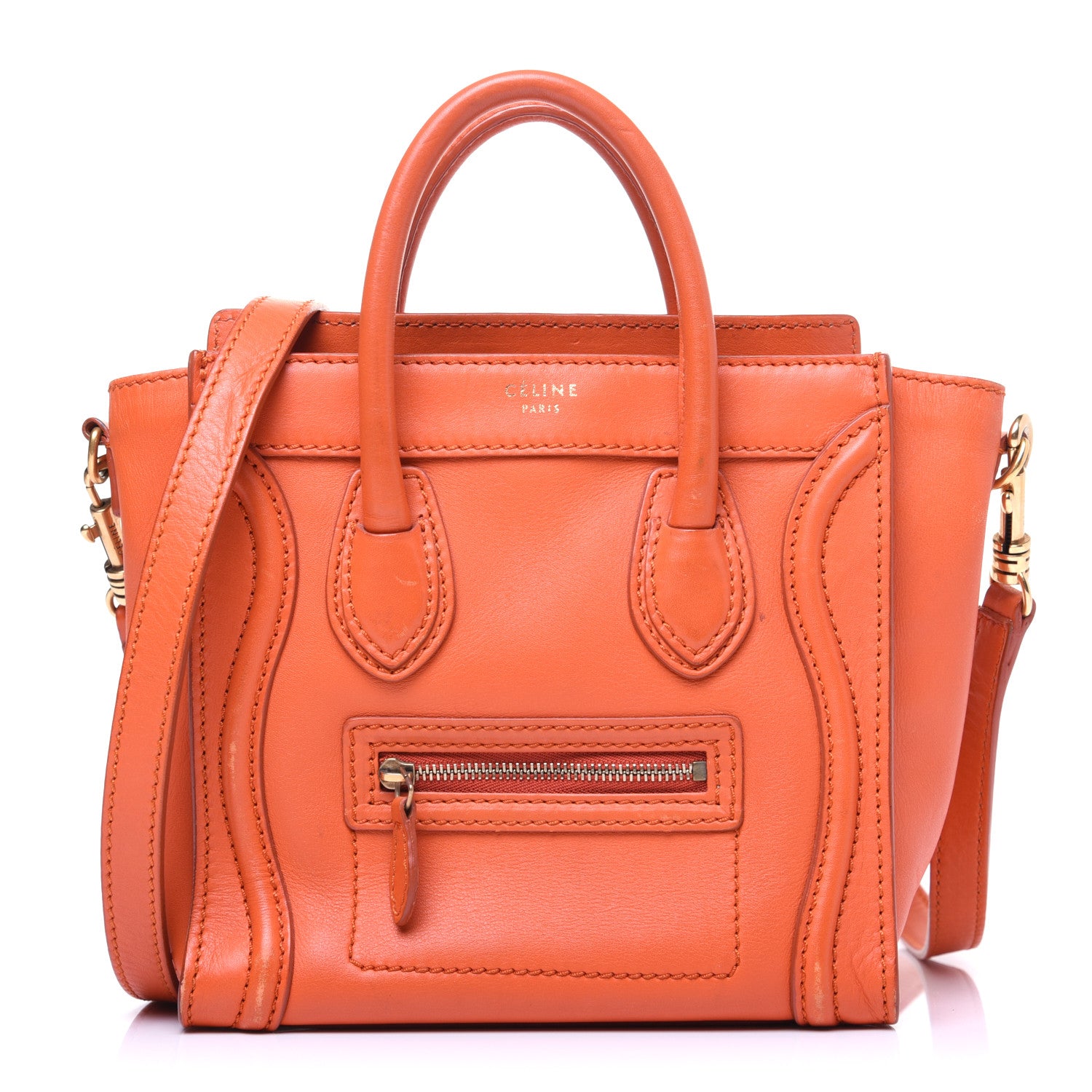 Celine Smooth Calfskin Nano Luggage Orange 2 of 20