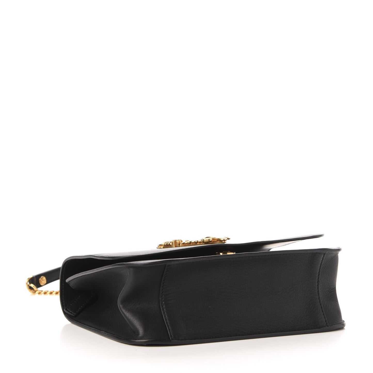 Vitello Barocco Virtus Top Handle Shoulder Bag Black