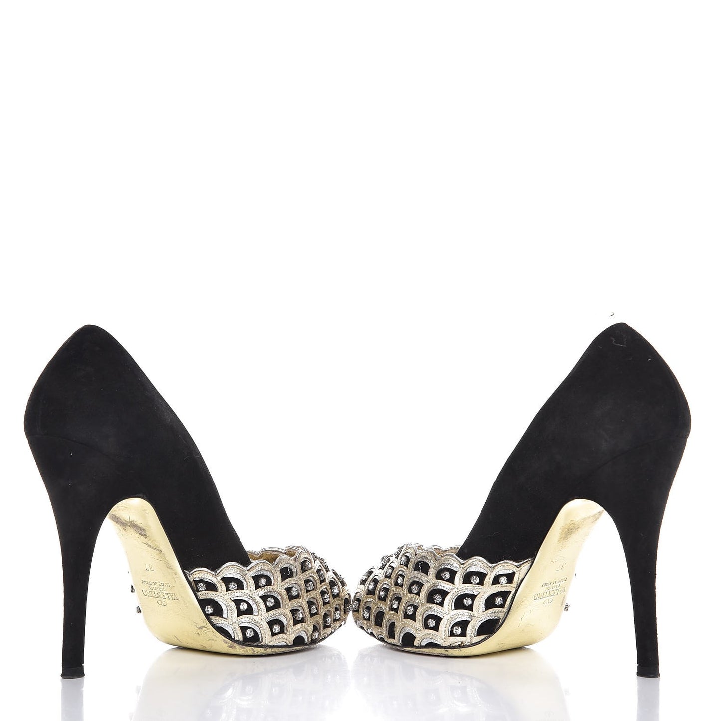 Suede Crystal Pumps 37 Black