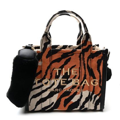 Marc Jacobs Cotton Canvas Zebra Tiger Print Mini The Traveler Tote Bag 1 of 11
