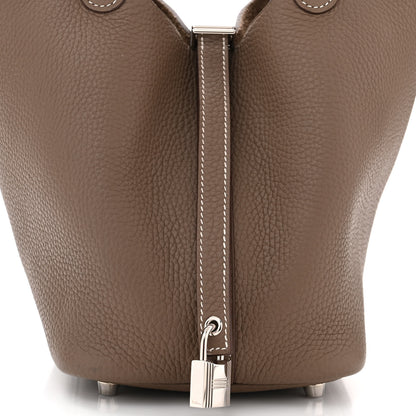 Hermes Taurillon Clemence Picotin Lock 18 PM Etoupe 8 of 11