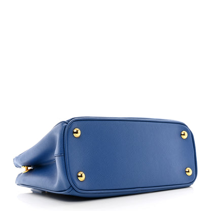 Prada Saffiano Lux Mini Galleria Double Zip Tote Azzurro 4 of 12