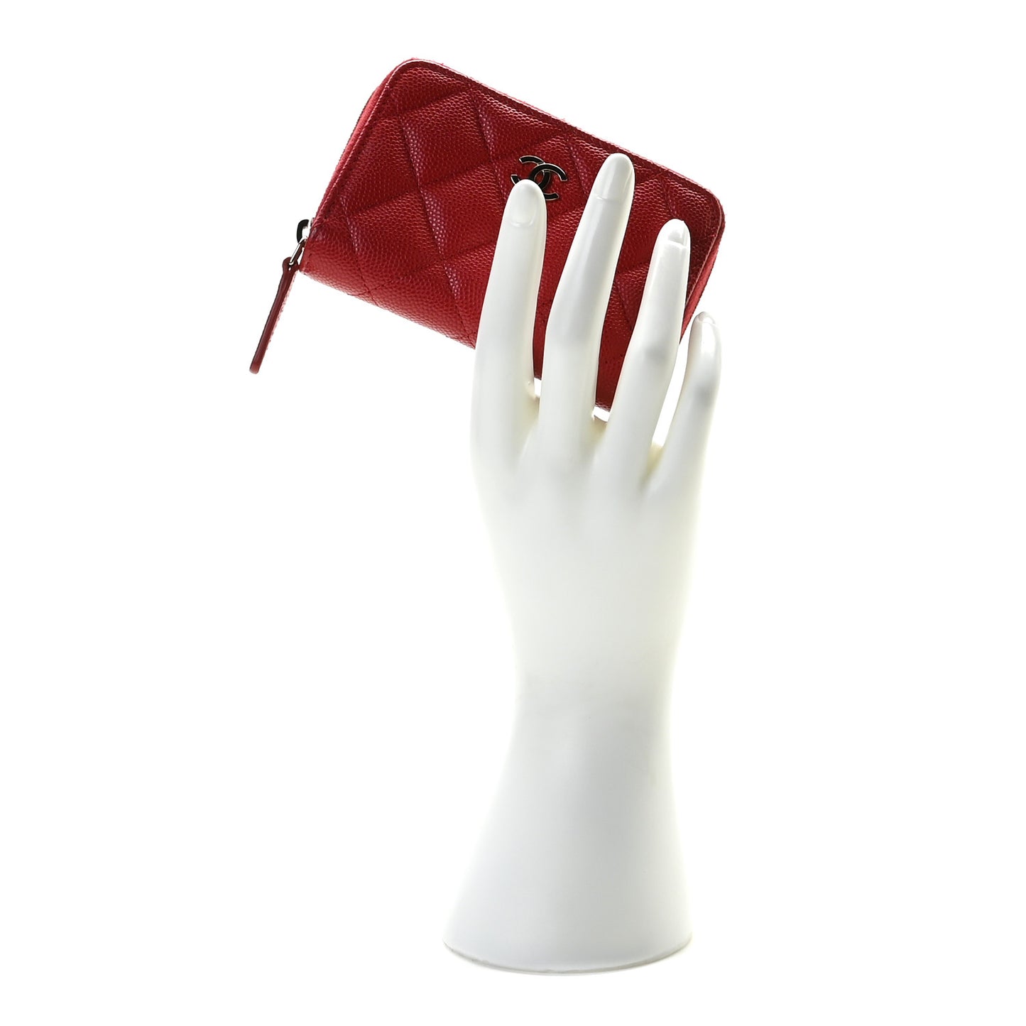 Caviar Quilted Zip Coin Purse Red