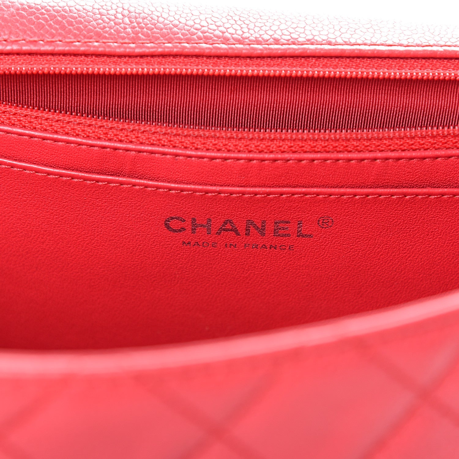 Chanel Washed Caviar Quilted Jumbo Single Flap Fuchsia 5 of 14