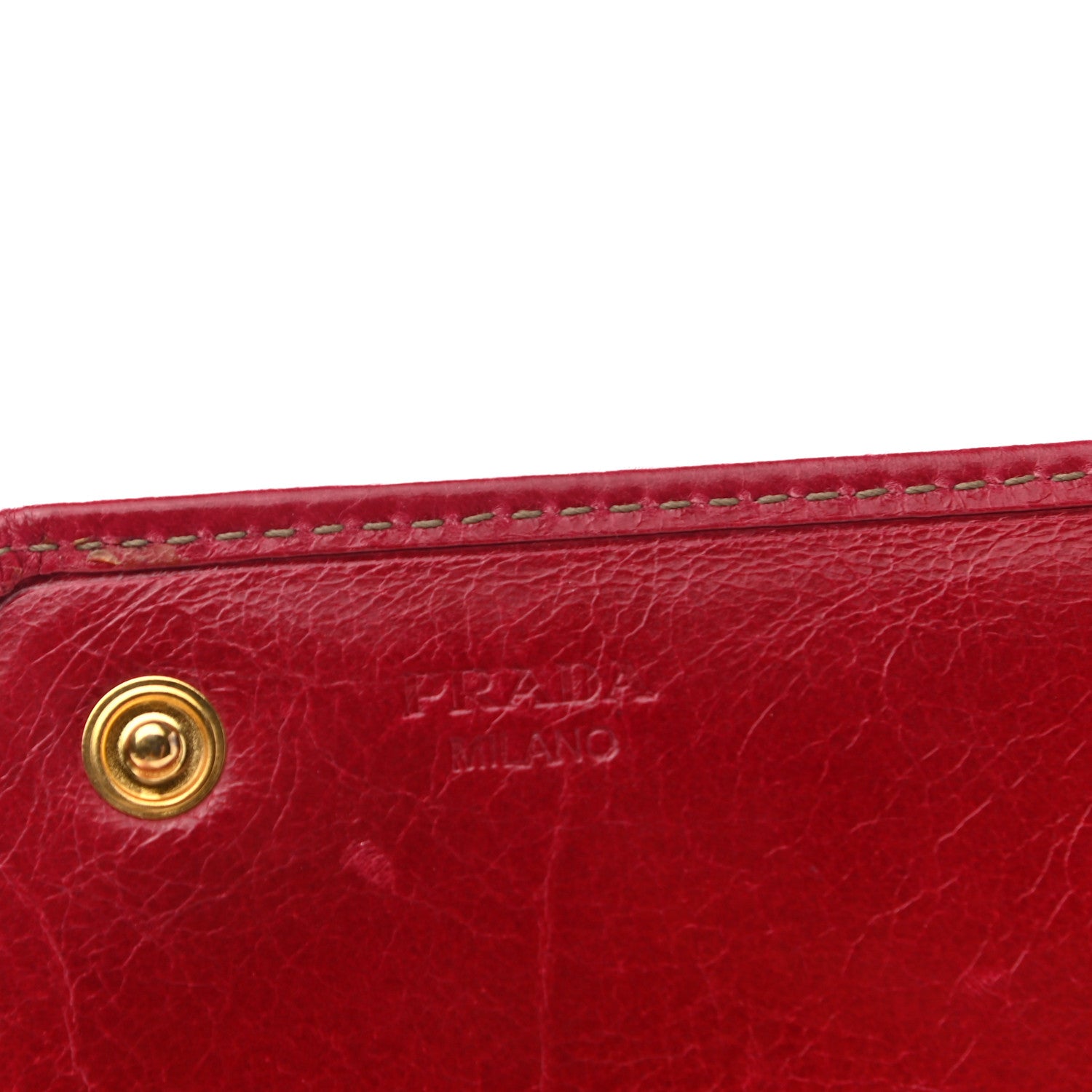 Prada Vitello Shine Zip Flap Wallet Rosso 6 of 9