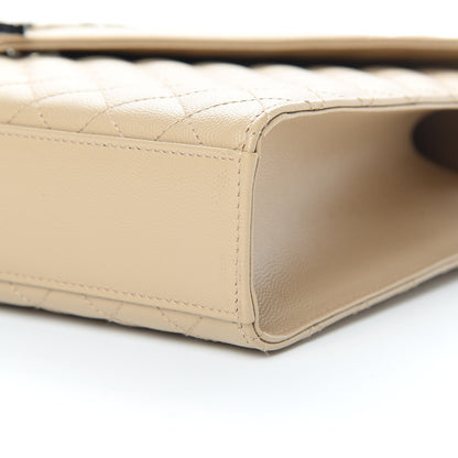 Saint Laurent Grain De Poudre Mixed Matelasse Large Triquilt Monogram Satchel Nude Powder 9 of 10