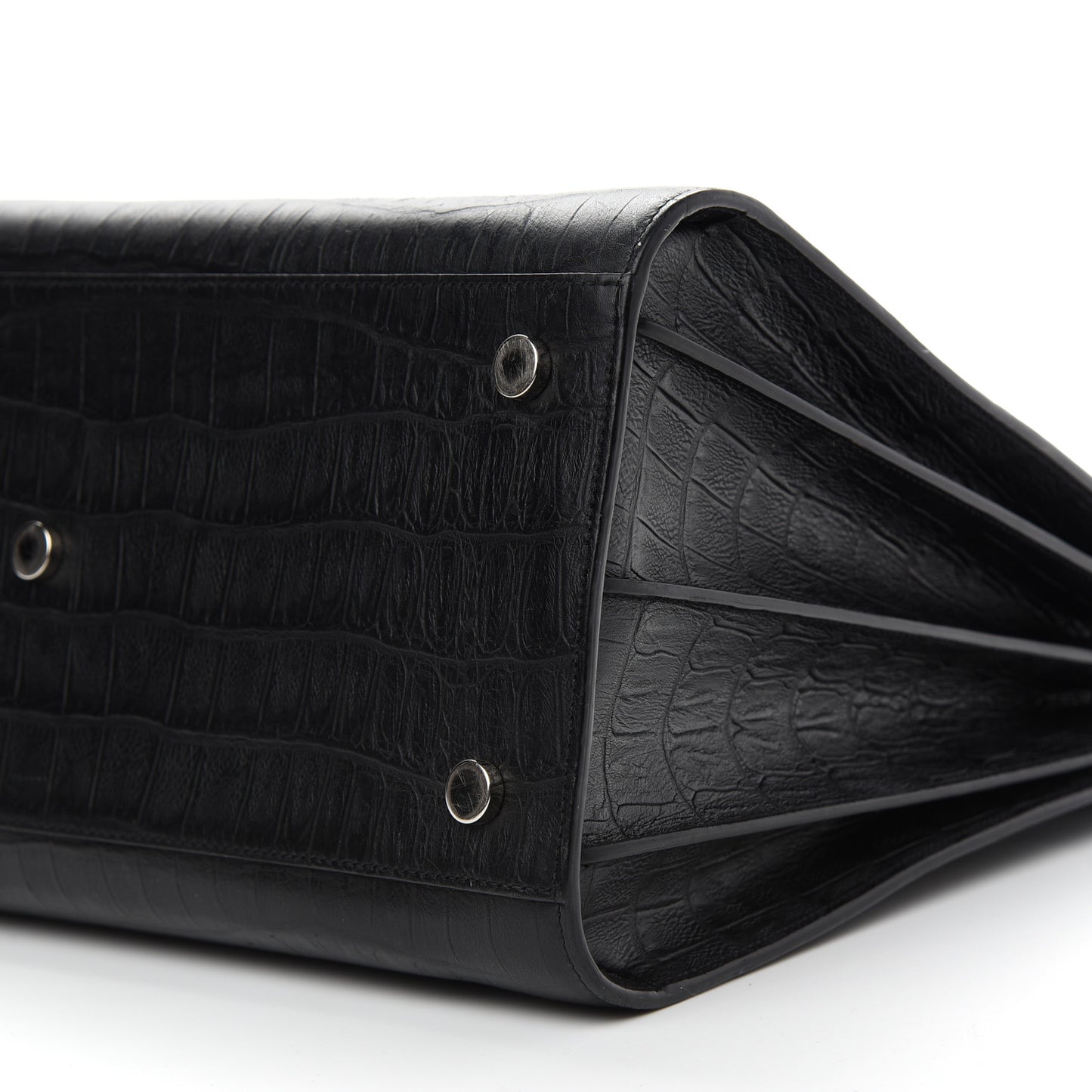Calfskin Crocodile Embossed Large Sac De Jour Carryall Black