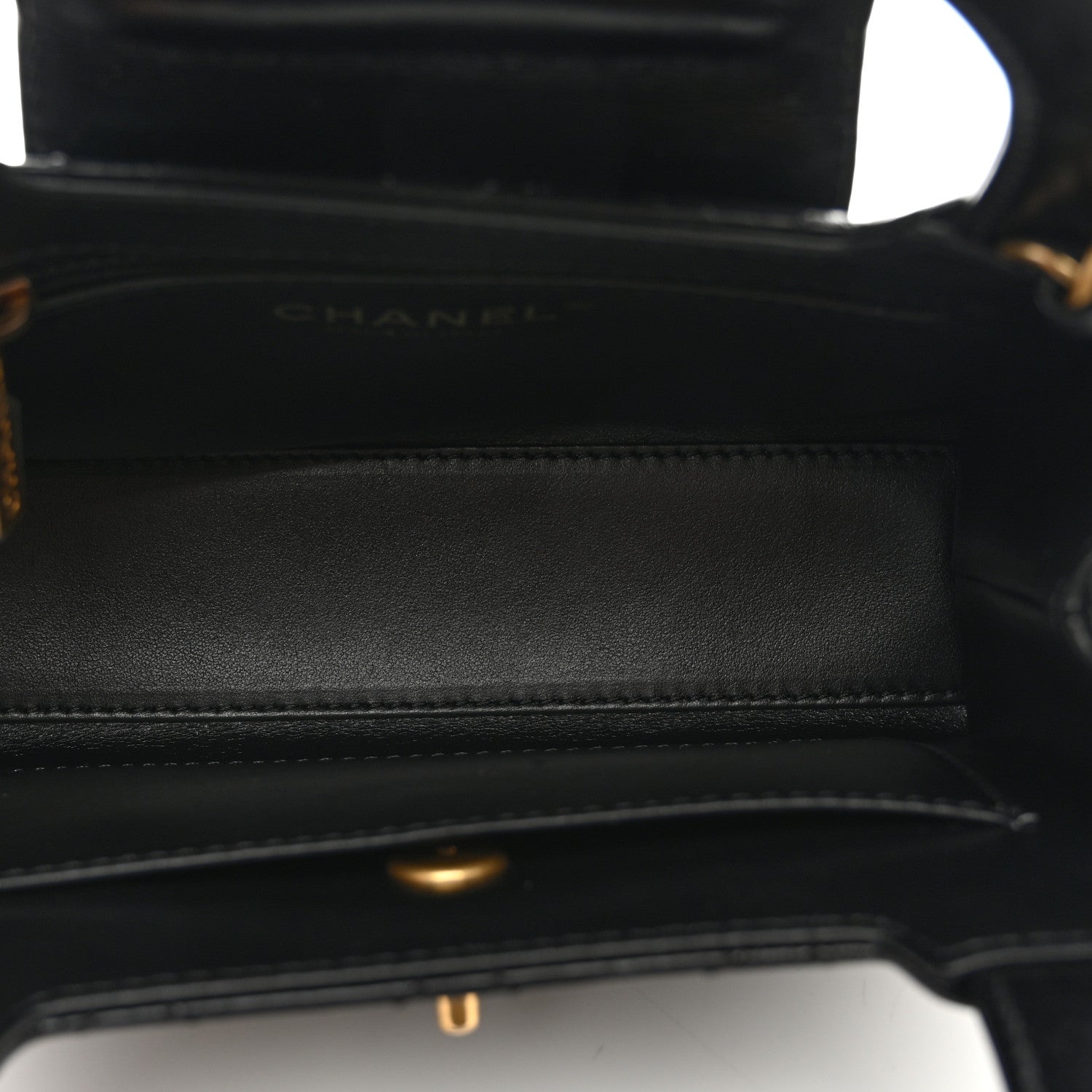 Chanel Shiny Aged Calfskin Quilted Nano Kelly Shopper Black 5 of 11