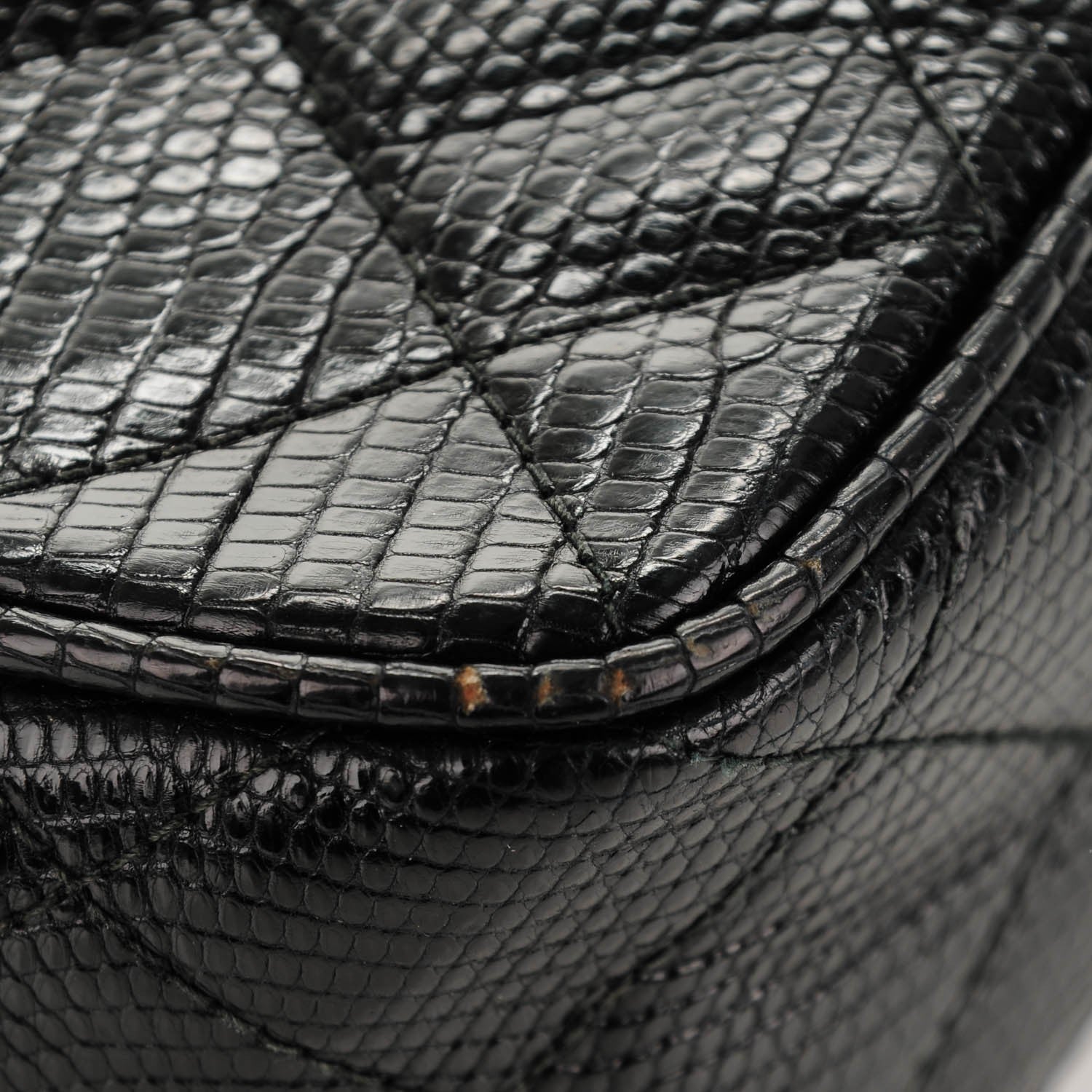 Chanel Lizard Quilted Small Tassel Camera Case Black 10 of 10