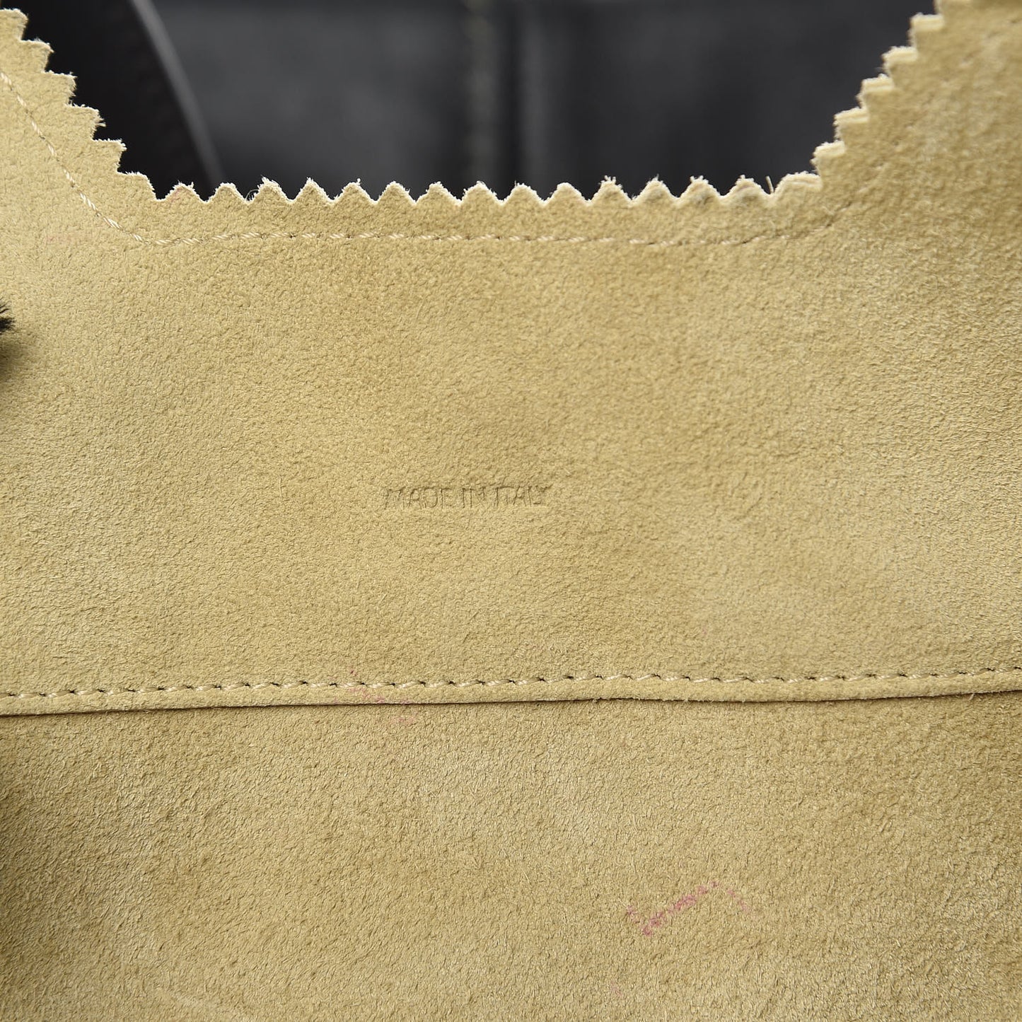 Smooth Calfskin Suede Paper Tote Black Beige