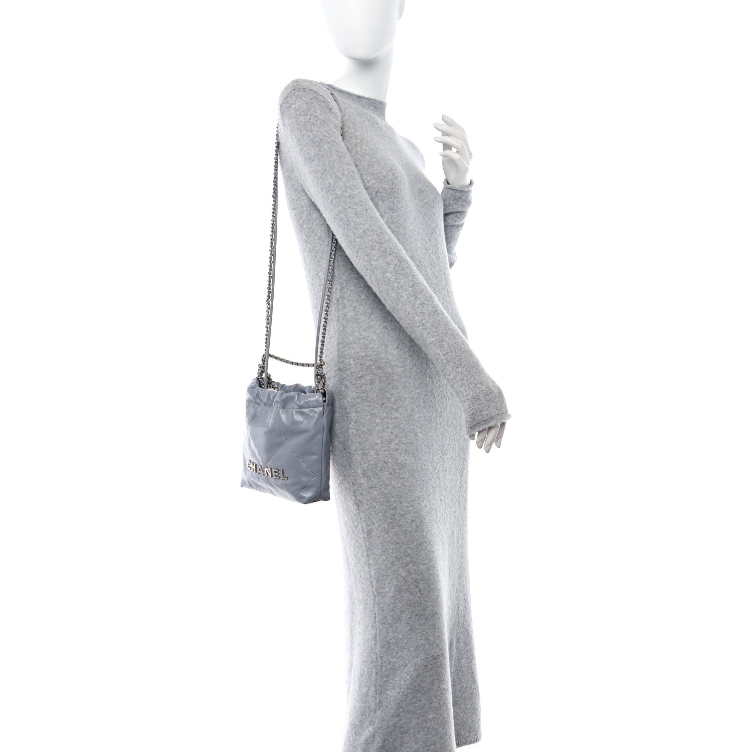 Chanel Shiny Calfskin Quilted Mini Chanel 22 Grey 2 of 10