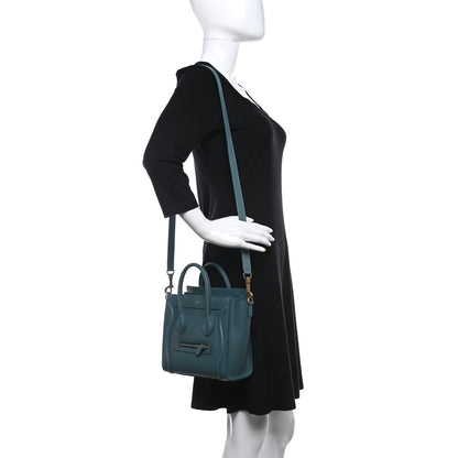 Celine Drummed Calfskin Nano Luggage Celadon 2 of 10