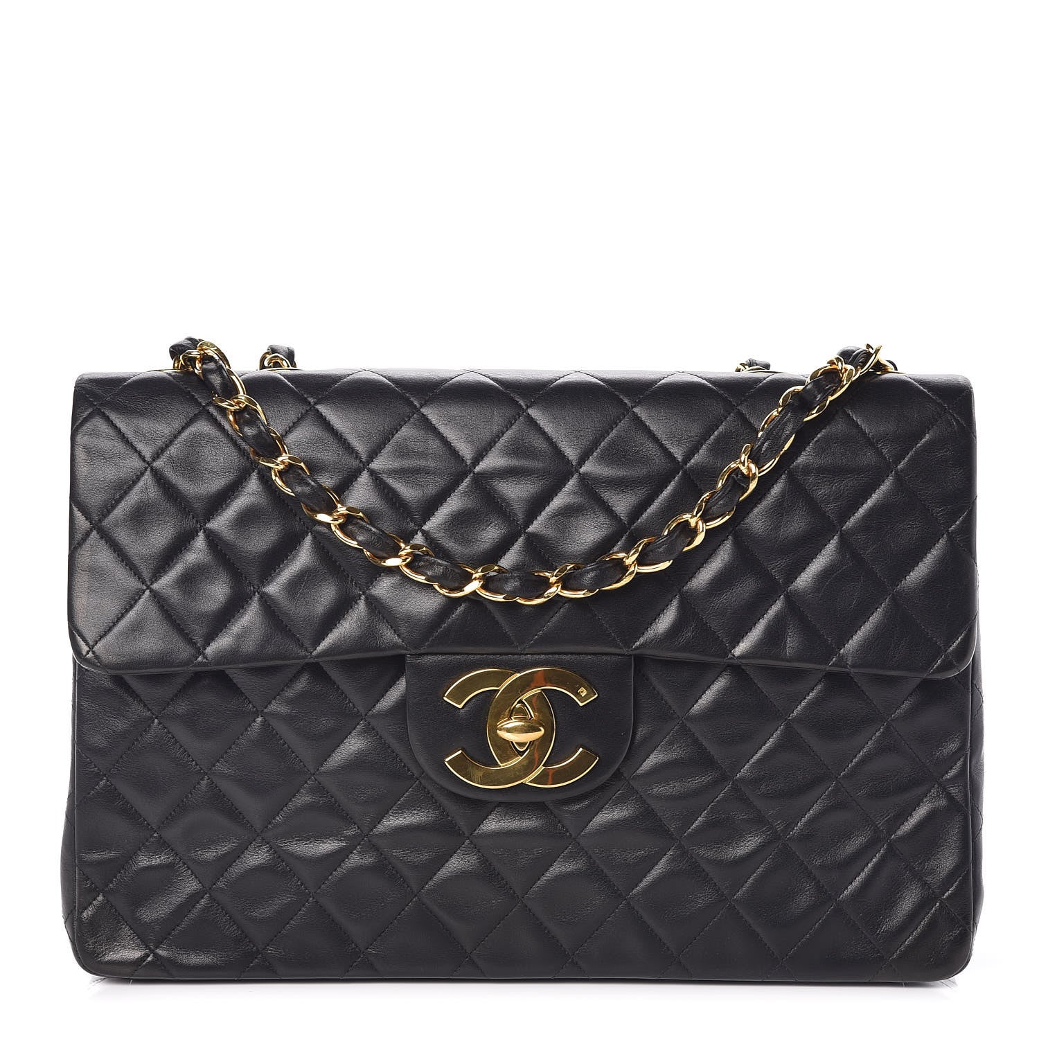 Chanel Lambskin Quilted XL Jumbo Single Flap Black 1 of 10