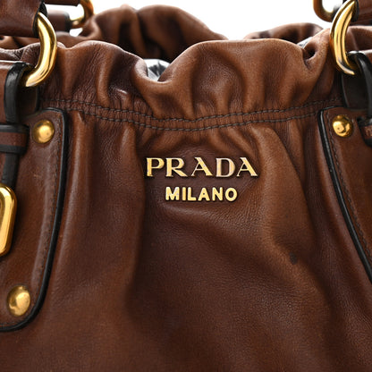 Prada Soft Calf Gathered Tote Nocciolo 6 of 12