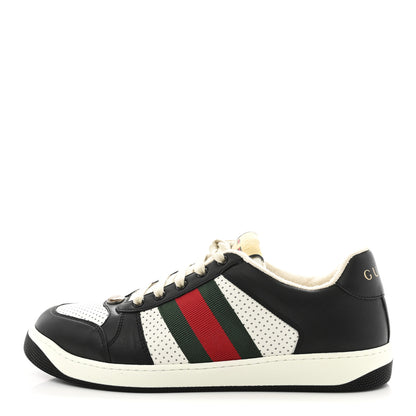 Gucci Calfskin Web Mens Screener Sneakers 9.5 Black White 1 of 11