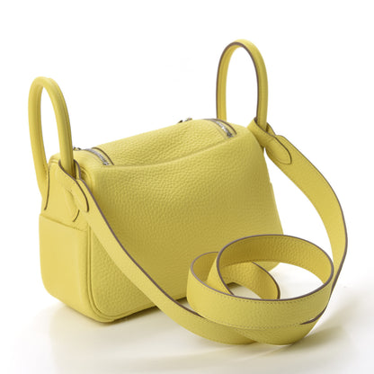 Hermes Taurillon Clemence Mini Lindy 20 Lime 2 of 10