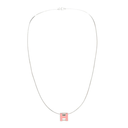 Hermes Lacquered Cage d'H Pendant Necklace Rose 3 of 7