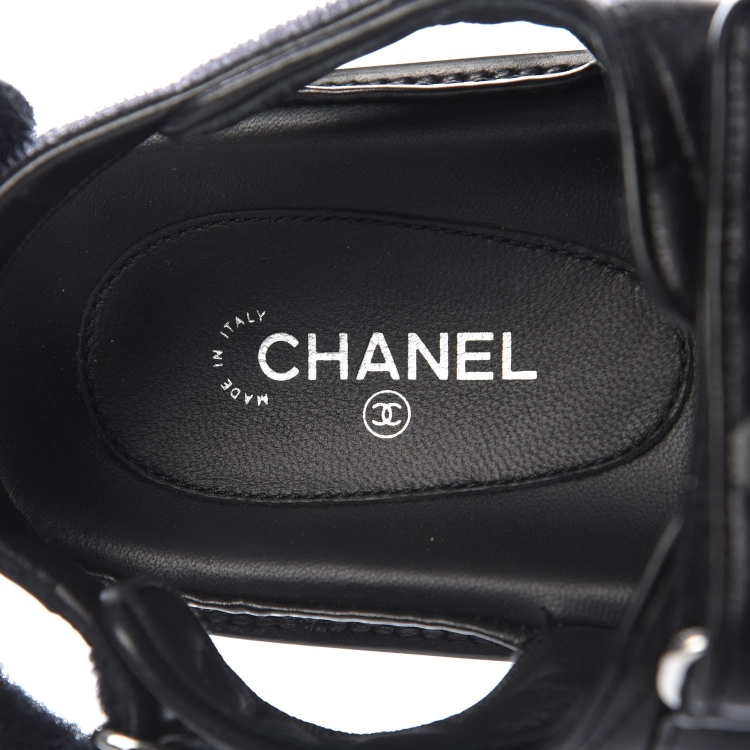 Chanel Lambskin Velcro Dad Sandals 39.5 Black 7 of 10