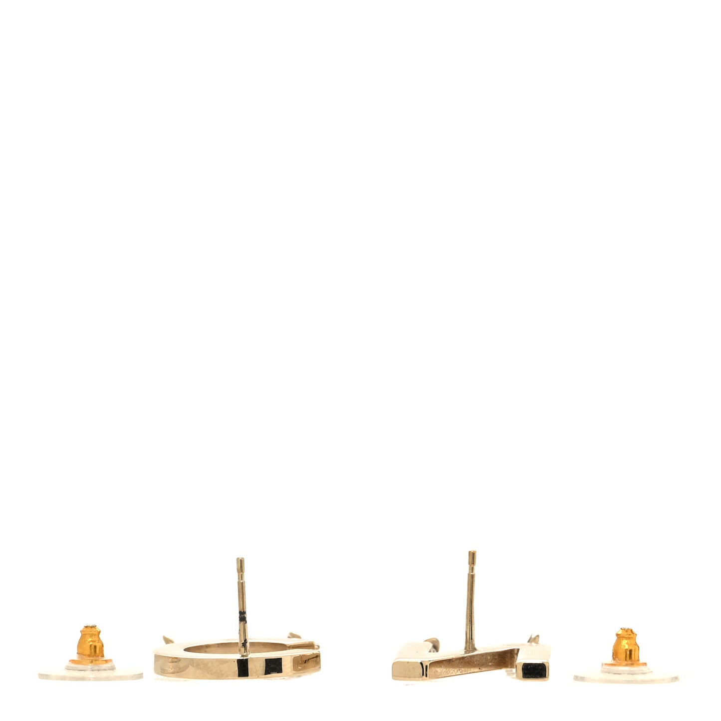 Metal Cha-Nel Logo Drop Earrings Gold