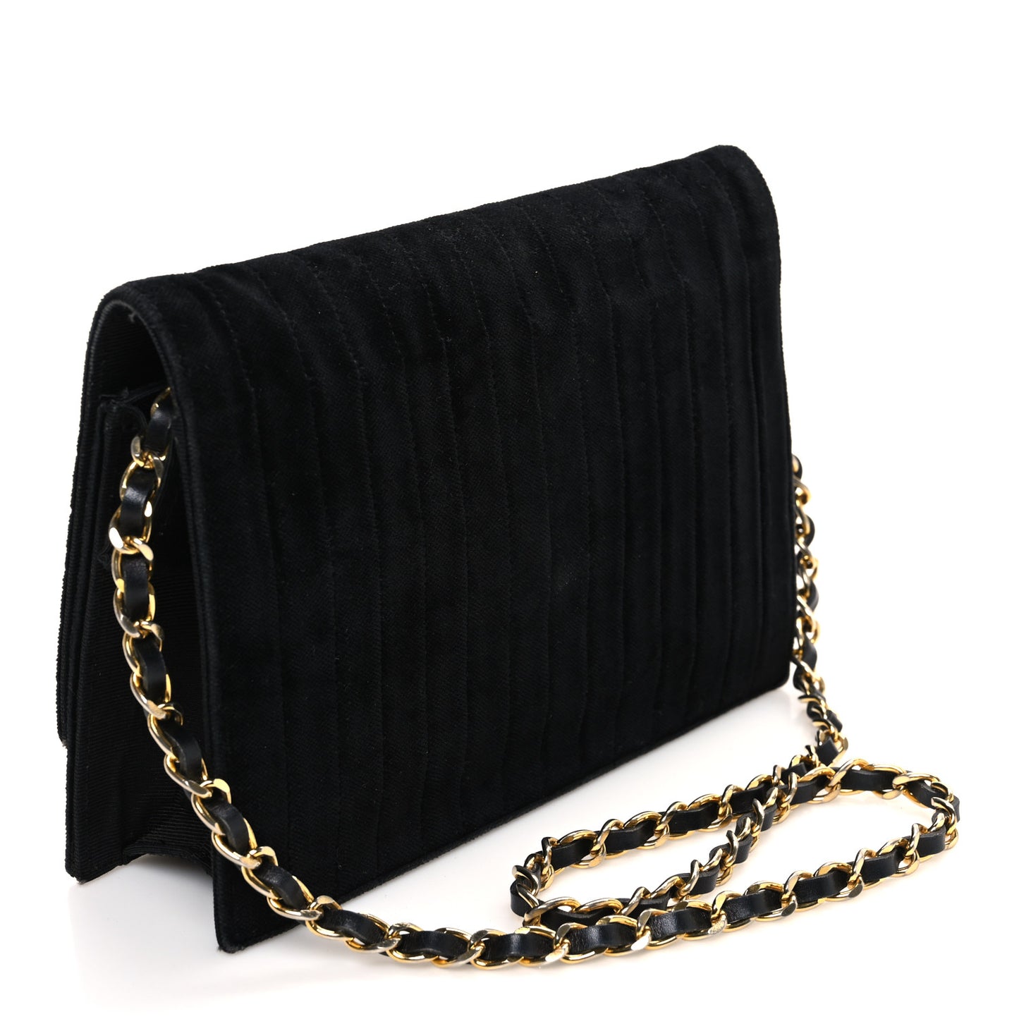 Velvet Vertical Horizontal Quilt Single Flap Black