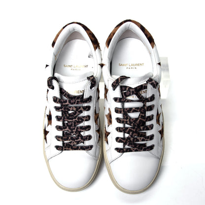 Saint Laurent Calfskin Pony Hair Star Court Sneakers 35 White 5 of 9