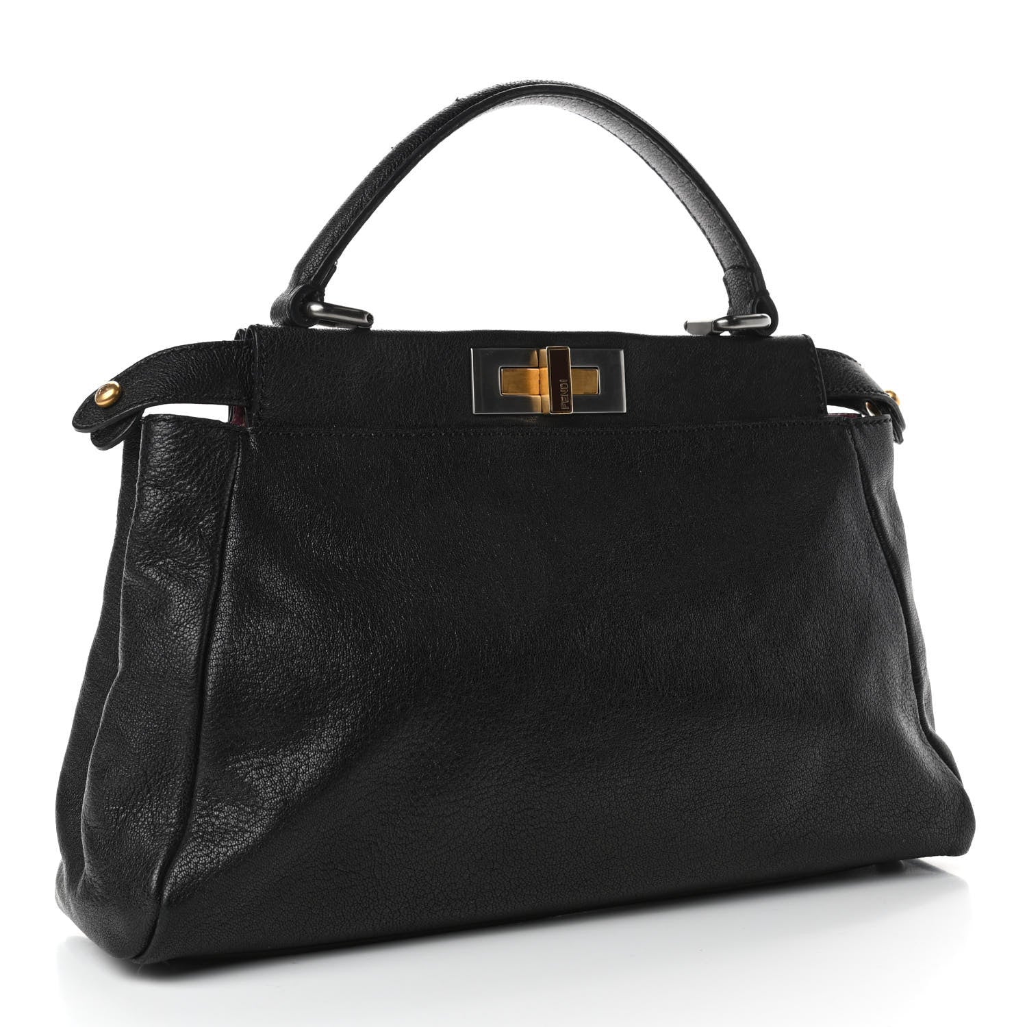 Fendi Goatskin Stingray Medium Peekaboo Iconic Satchel Black 2 of 6