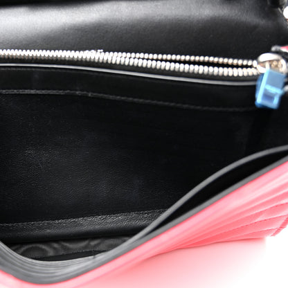 Saint Laurent Patent Grain De Poudre Matelasse Chevron Monogram Chain Wallet Neon Pink 5 of 11