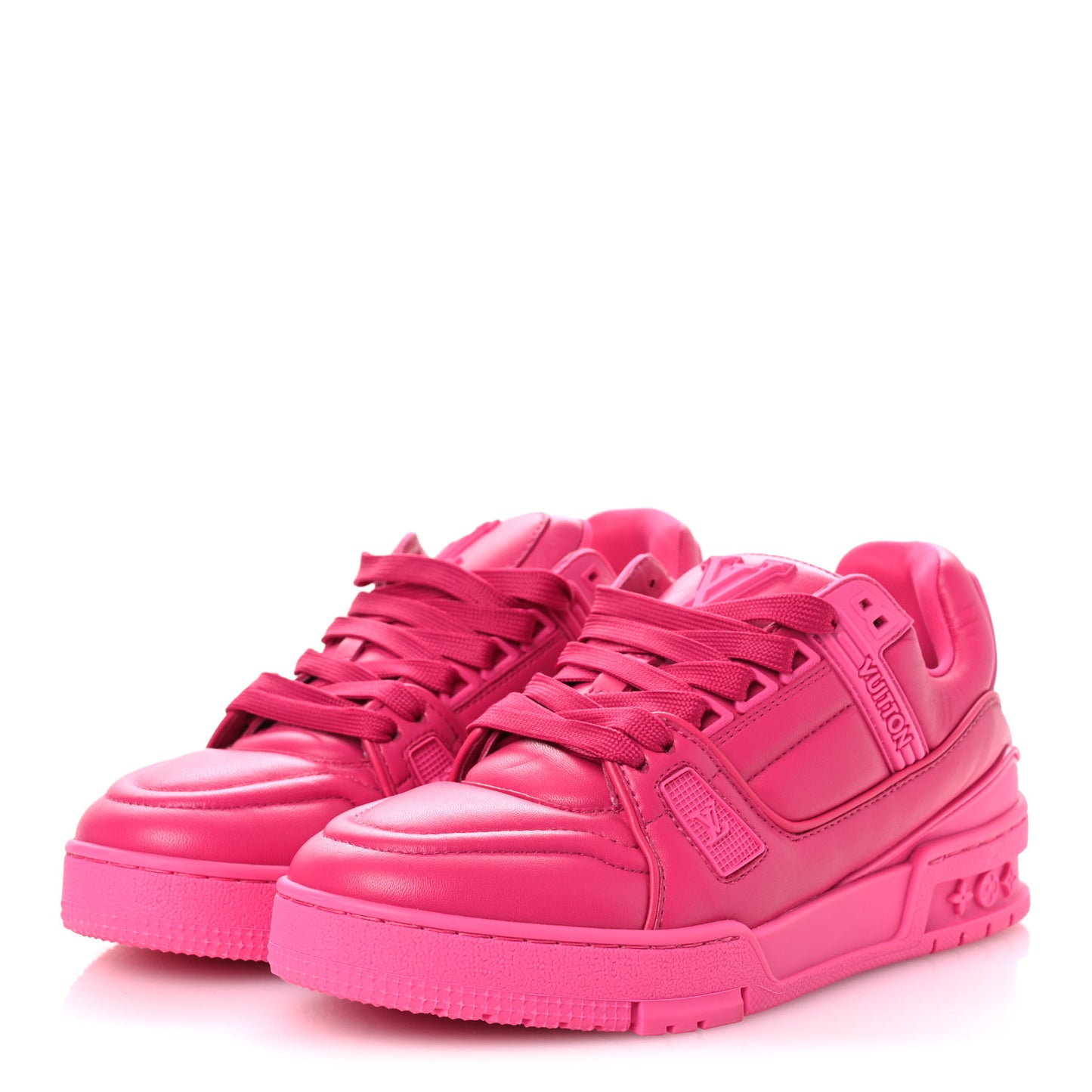 Calfskin Womens LV Trainer Sneakers 37 Hot Pink