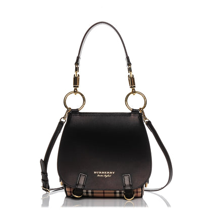 Burberry Haymarket Check Large Bridle Saddle Bag Dark Clove Brown 1 of 8