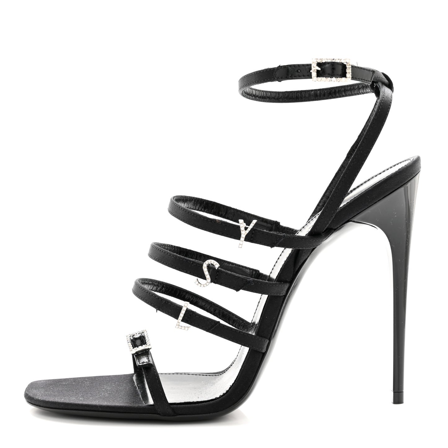 Crepe Satin Crystal Jerry 110 Sandals 39 Black