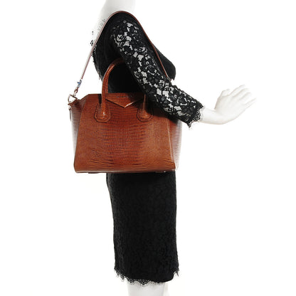 Givenchy Calfskin Lizard Embossed Small Antigona Brown 2 of 8