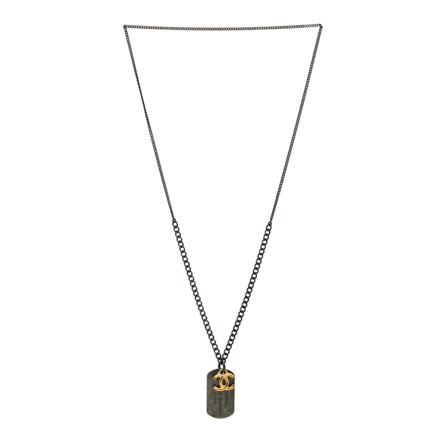 Ruthenium ID Dog Tag Charm Necklace Silver Gold