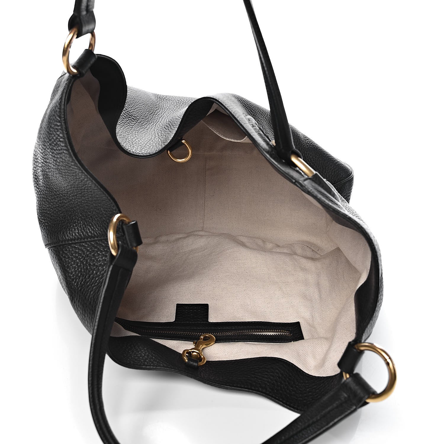 Gucci Pebbled Calfskin Medium Twill Shoulder Bag Black 5 of 10