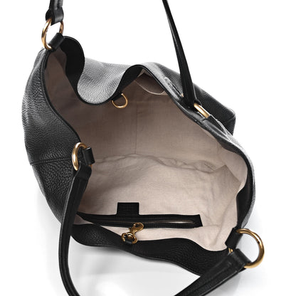 Gucci Pebbled Calfskin Medium Twill Shoulder Bag Black 5 of 10