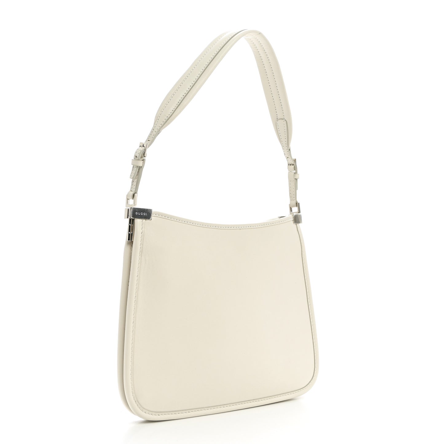 Calfskin Horsebit Slim Shoulder Bag White