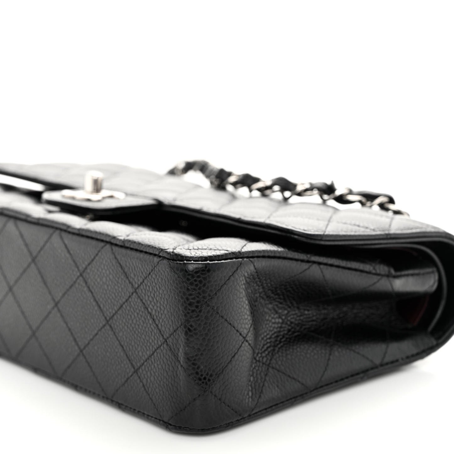 Caviar Quilted Medium Double Flap Black