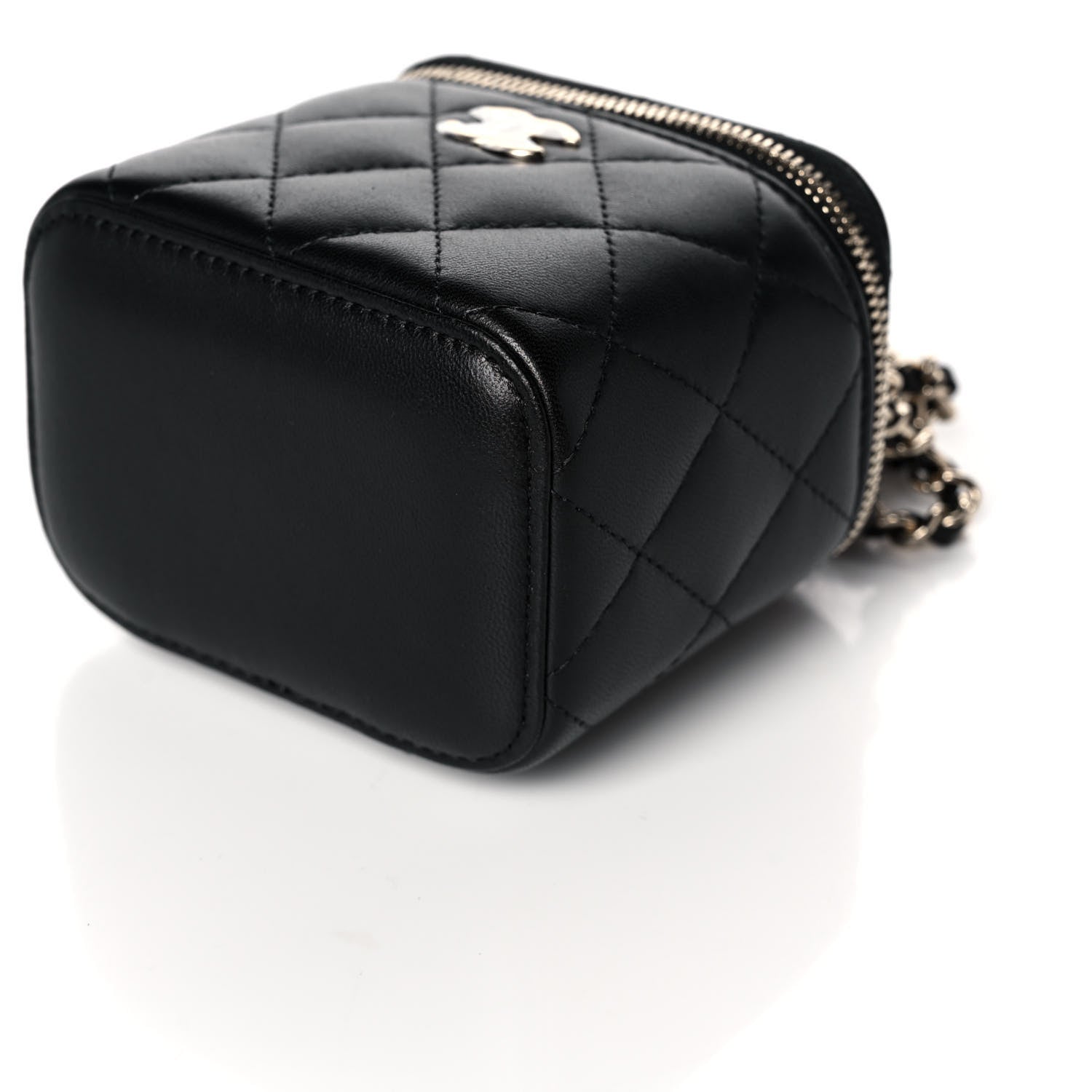 Chanel Lambskin Quilted Top Handle Mini Vanity Case With Chain Black 10 of 12