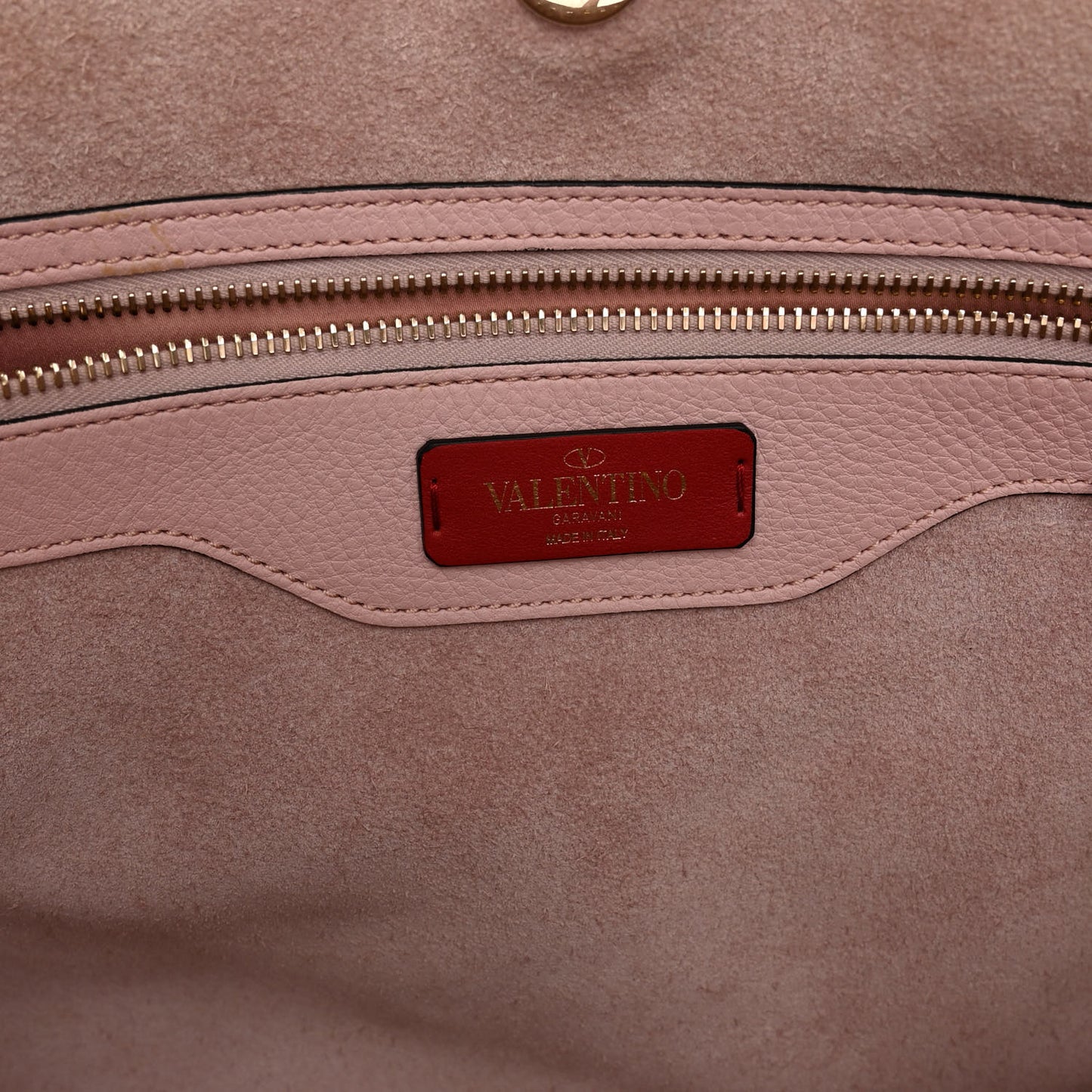 Grained Calfskin Rockstud Shoulder Tote Water Rose