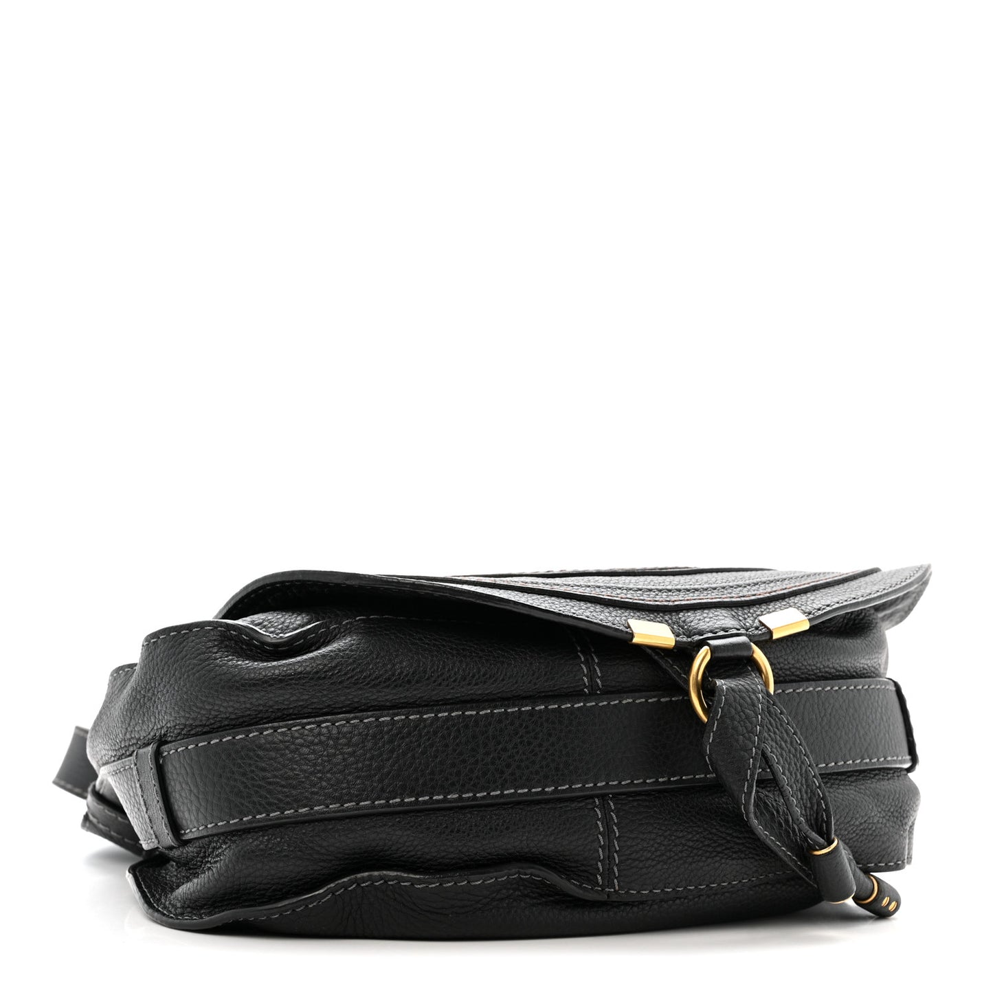 Grained Calfskin Medium Marcie Saddle Bag Black