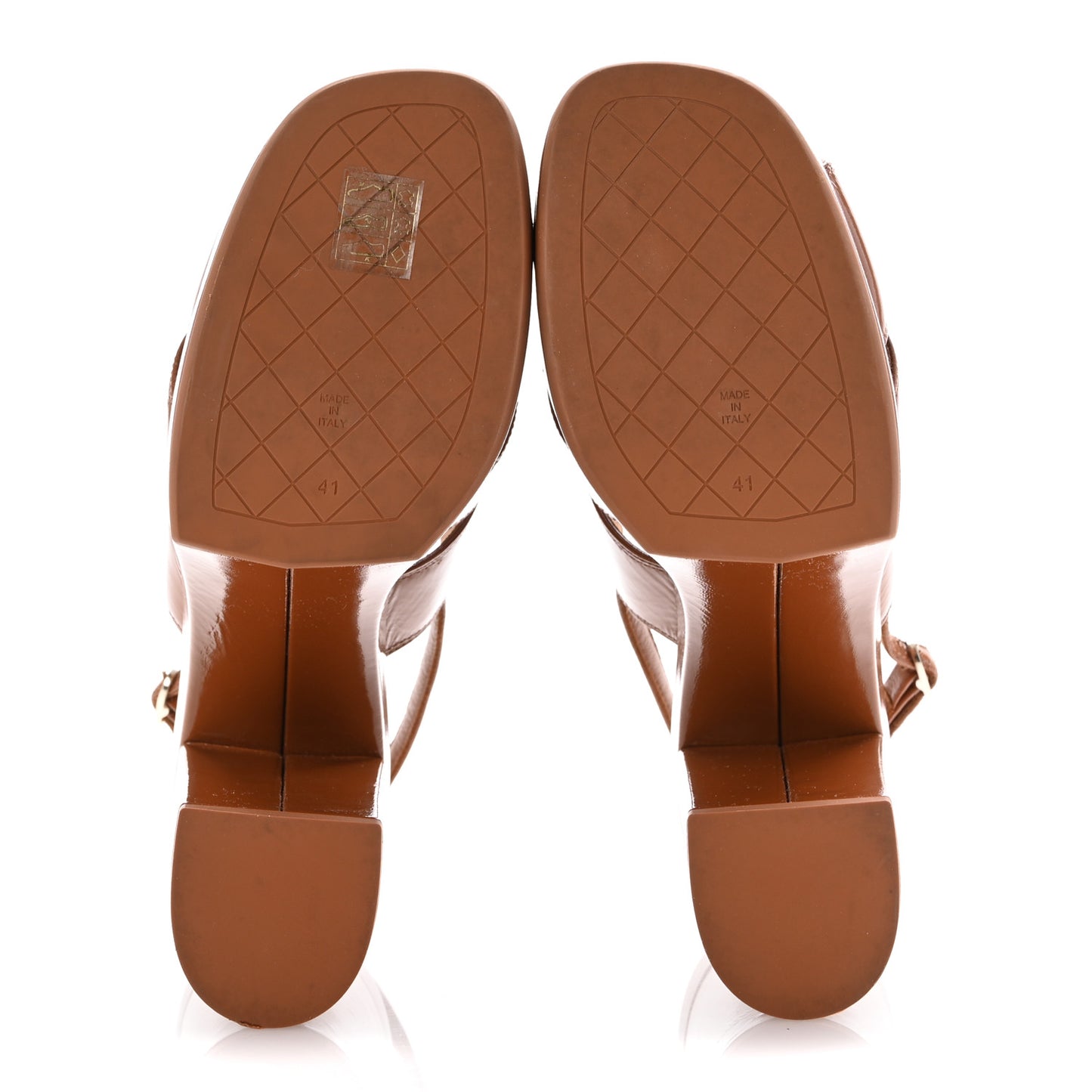 Crumpled Patent Lambskin Platform Sandals 41 Light Brown