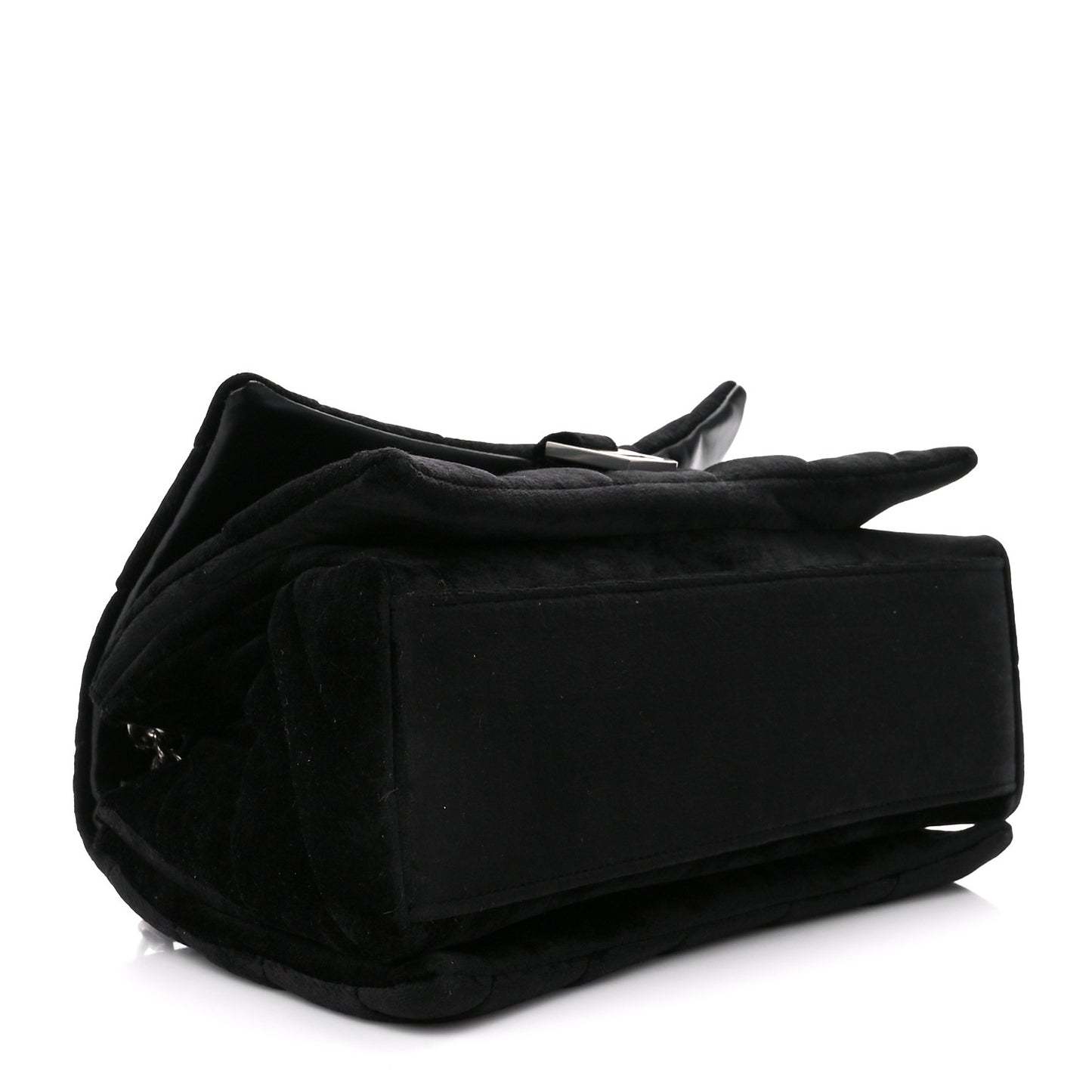 Crushed Velvet Quilted Medium Crush Chain Bag Black