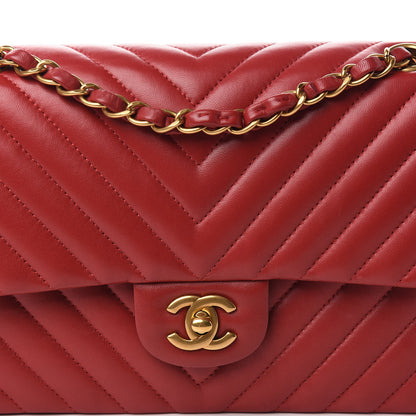Chanel Lambskin Chevron Quilted Medium Double Flap Dark Red 7 of 11